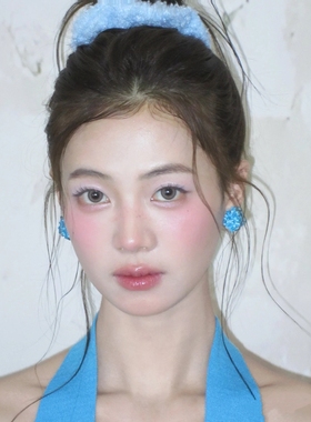 【夏日蓝茵】蓝色串珠耳钉女手工编织绣球耳环度假风耳夹蚊香盘