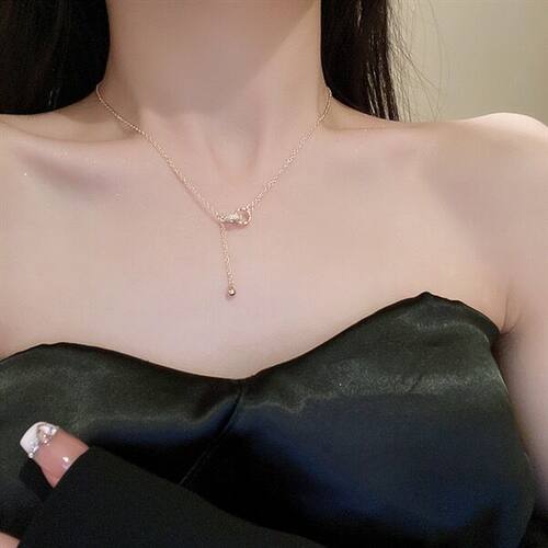 双环相扣锆石圆圈锁骨链项链女