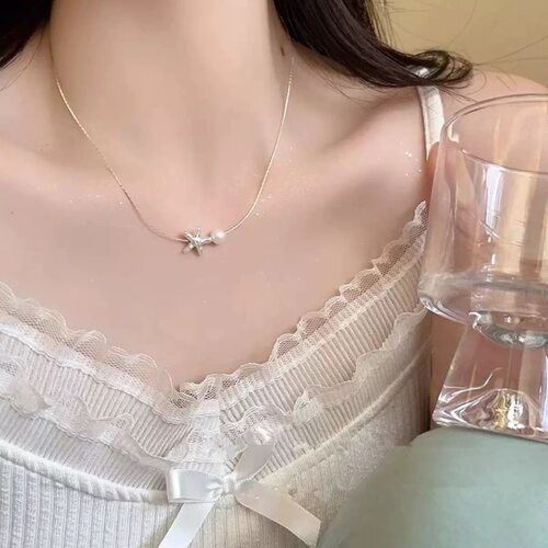 小众简约冷淡风海星珍珠锁骨链女