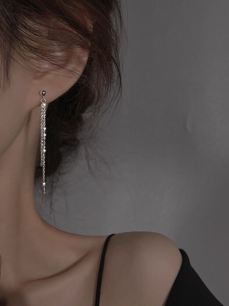 轻奢长款流苏耳环女耳钉耳夹女