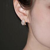 弧形复古宫廷风耳钉耳夹 轻奢镂空蕾丝珍珠耳环女法式 芭蕾梦幻