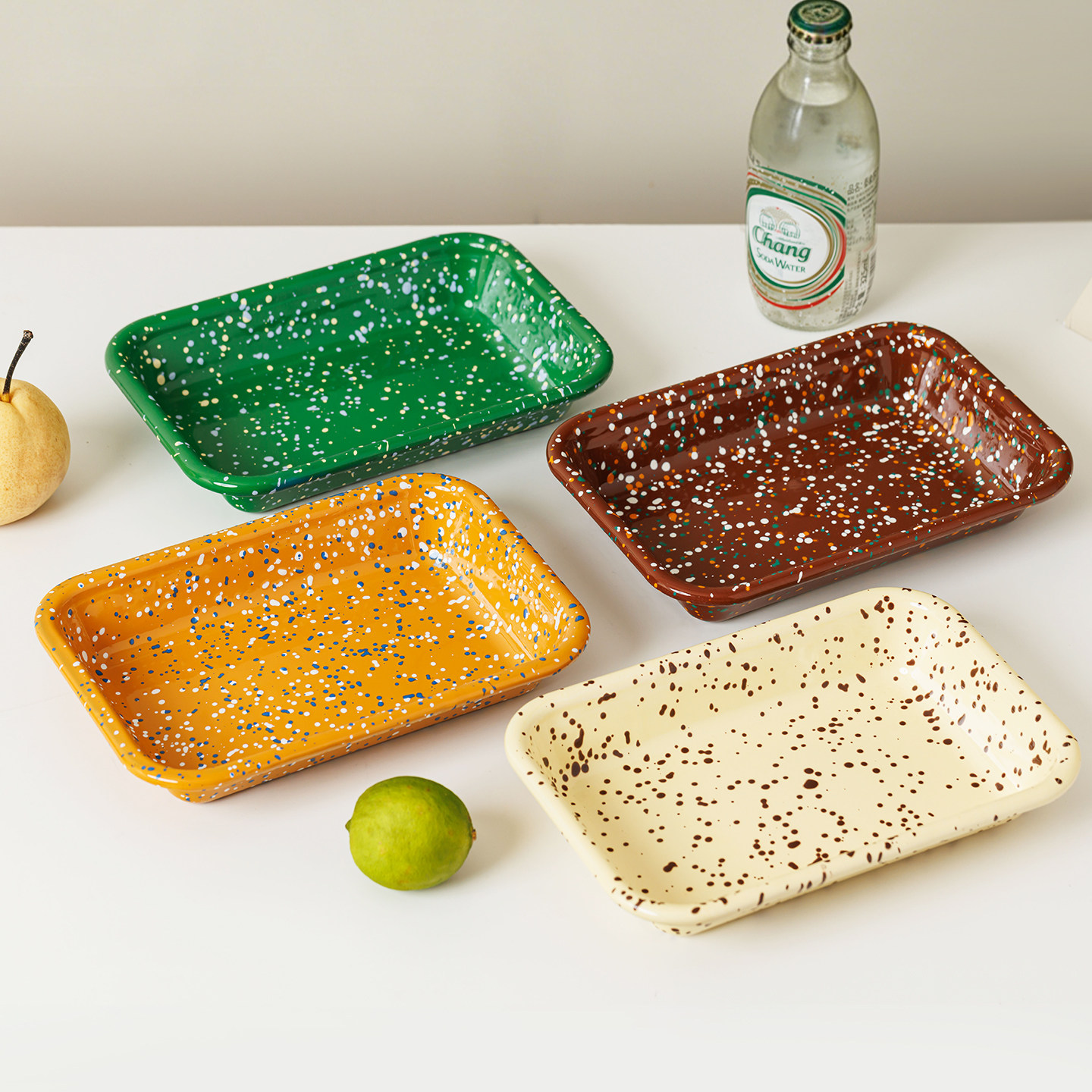 泼墨搪瓷盘长方形家用食品级大号珐琅烤肉烤鱼烧烤电磁炉烤箱专用,厨房/烹饪用具,烧烤盘,淘宝优惠券,粉丝福利购,淘宝优惠卷