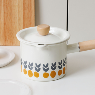 搪瓷奶锅燃气灶适用婴儿辅食锅电磁炉通用无涂层食品级带把手家用