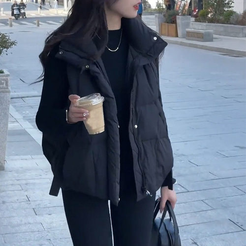 韩版纯色百搭羽绒服马甲外套女