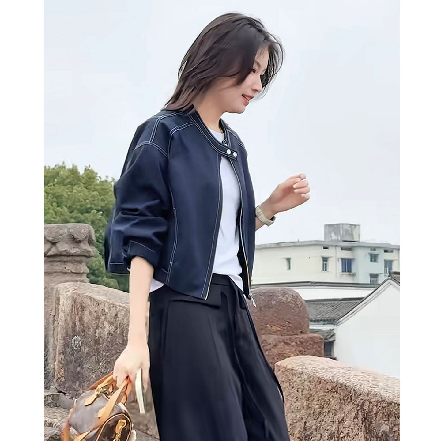 短款外套女新款2026春季爆款小个子明线夹克气质漂亮百搭显瘦上衣