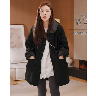 加厚连帽羊羔毛外套女款2025新款爆款韩版皮毛一体中长款冬季大衣
