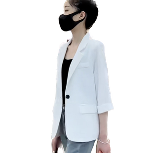 七分袖西装外套女夏季薄款2026新款高级感休闲职业装一粒扣西服潮