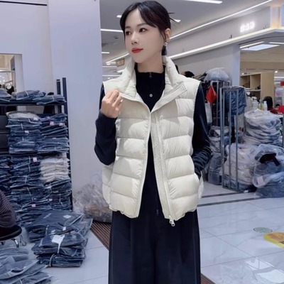 白鸭绒短款羽绒马甲女款秋冬新款