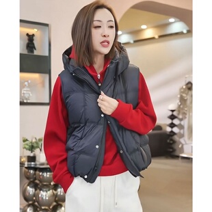 可拆卸连帽羽绒马甲女冬季外穿减龄2025新款韩版流行加厚保暖背心