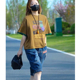 T恤牛仔裤 宽松遮肚子2025新款 两件套洋气百搭 t恤夏季 圆领女士短袖