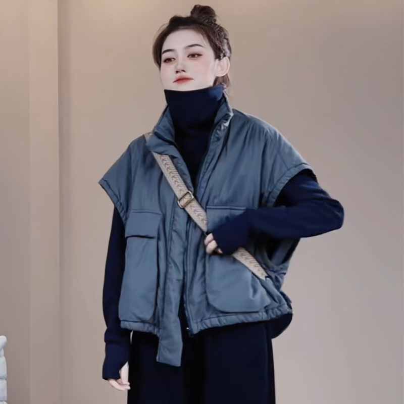 马甲女秋冬外穿洋气2024新款欧货不规则夹棉坎肩高级感休闲马夹潮