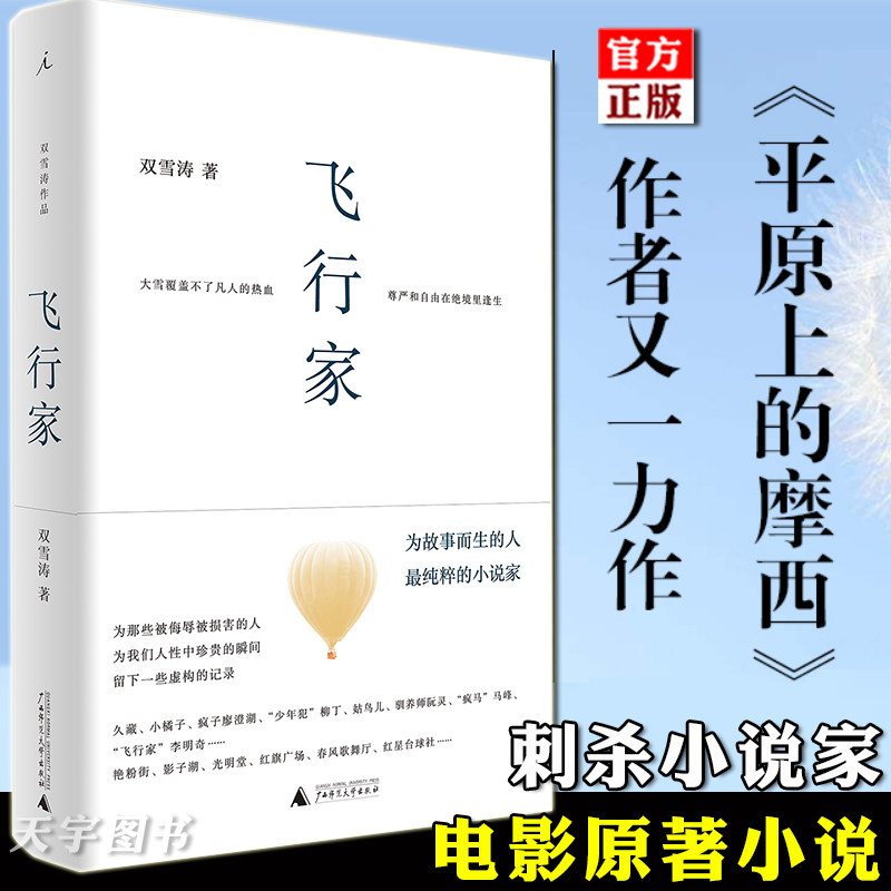 现货正版 飞行家 双雪涛著 平原上的摩西作者 杨幂雷佳音主演刺杀