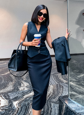 BRAND BYMEI精纺羊毛内搭外穿无袖马甲套装背心知性气质通勤商务