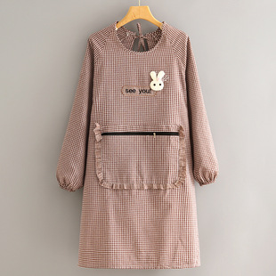 新款 围裙耐磨男女罩衣家用做饭透气反穿衣工作服定制印字 长袖