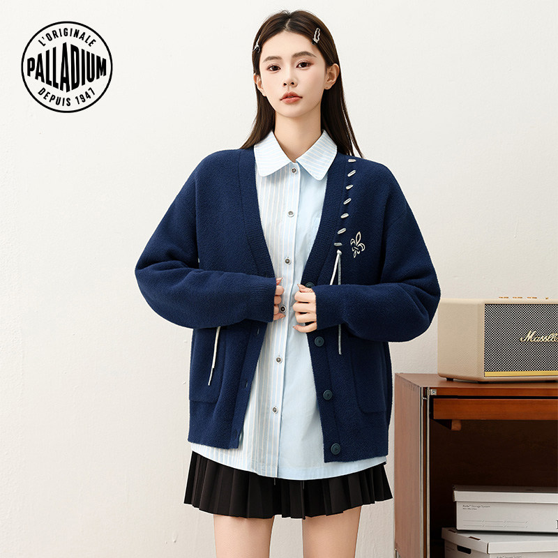 PALLADIUM帕拉丁上装撞色立体锁链绣女款开襟毛衫1913660,运动服/休闲服装,运动毛衣/线衫,淘宝优惠券,粉丝福利购,淘宝优惠卷