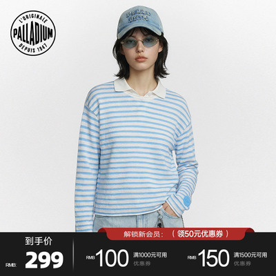 PALLADIUM帕拉丁上装时尚条纹宽松女款圆领针织T恤罩衫1913903