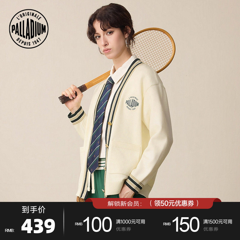 PALLADIUM帕拉丁复古运动毛衣休闲潮流女开襟毛衫19113