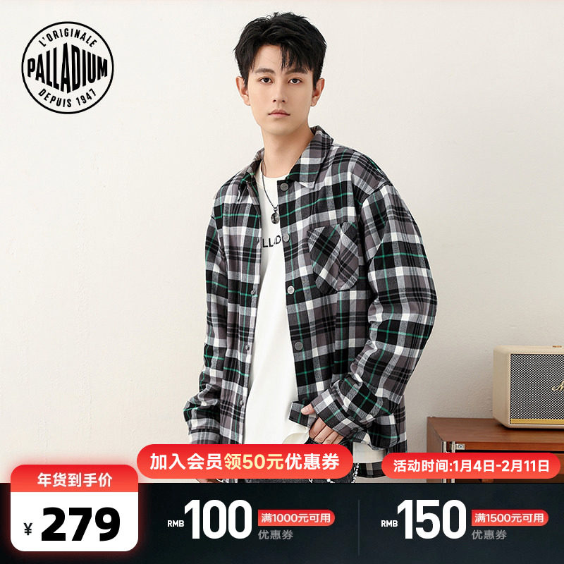 PALLADIUM帕拉丁上装复古格子设计男款长袖衬衫1012608,运动服/休闲服装,运动POLO衫,淘宝优惠券,粉丝福利购,淘宝优惠卷