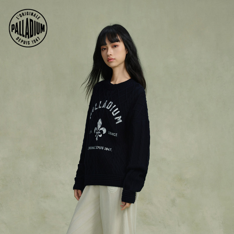 PALLADIUM 팔라딘 스웨터 루즈 캐주얼 패션 트렌디 긴팔 라운드 넥 스웨터 199189