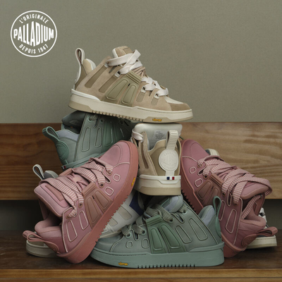 PALLADIUM帕拉丁板鞋圆头平跟系带潮时尚女款休闲滑板鞋98740