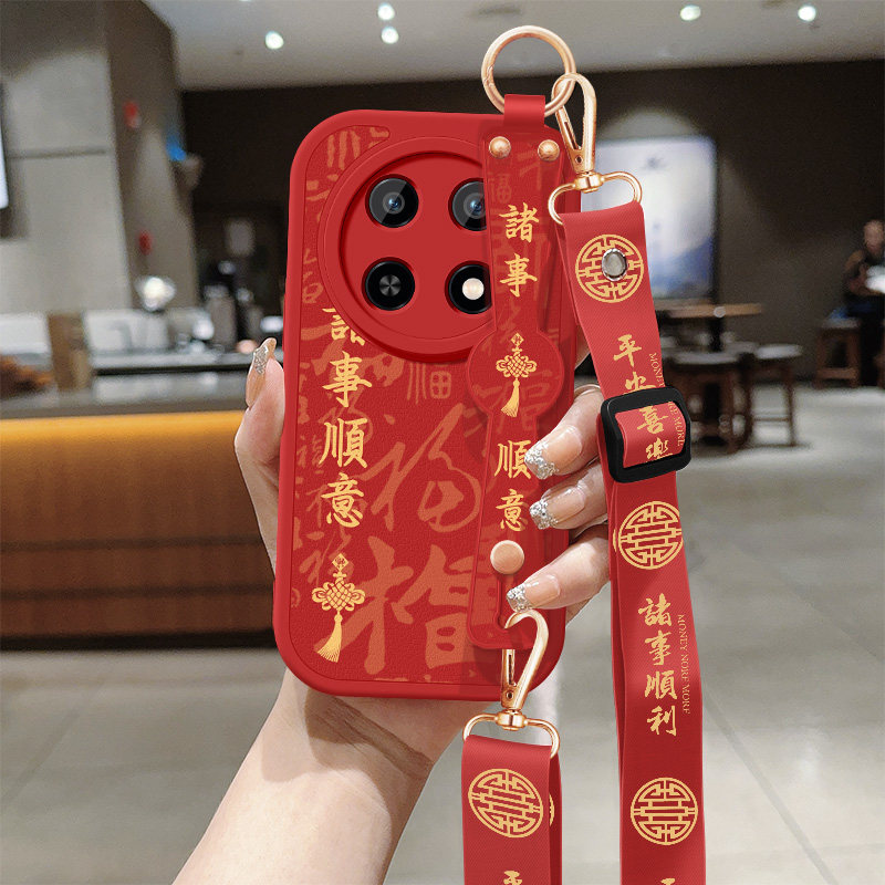 适用华为畅享70x手机壳70pro新款女士诸事顺意70s背带斜跨腕带挂绳70z小羊皮70x活力版保护套BRE一AL80软壳