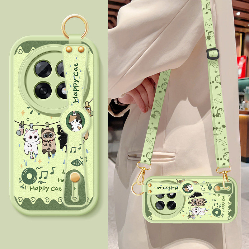 适用oppoa6手机壳A6gt新款a6pro女士A6i卡通小猫腕带a6s支架挂绳a6i+保护套a6v小羊皮OPPO全包防摔硅胶软外壳