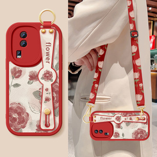 适用iqooneo7手机壳iqooneo7se新款女vivoiqooneo红色玫瑰neo6se带挂绳neo3硅胶软iqooneo7竞速版防摔保护套