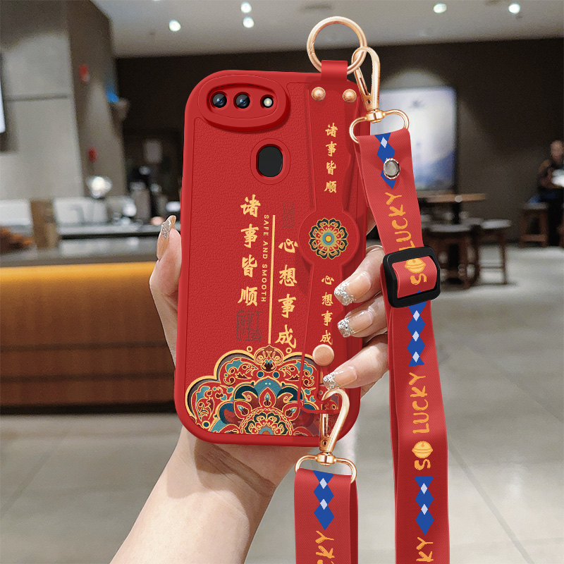 oppor15手机壳r17pro梦境新款r15x小羊皮r17保护套r15诸事皆顺背带斜跨腕带挂绳防摔oppo软壳女生op15外适用