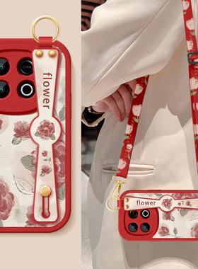 适用vivoy300手机壳y300t新款女士y300i红色玫瑰腕带支架挂绳y300pro+小羊皮y300gt保护套VIVO防摔5G硅胶软外