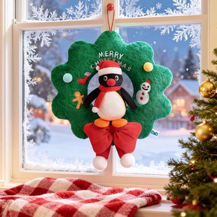 马克图布pingu圣诞花环公仔生日礼物女生可爱送闺蜜毛绒新年礼物