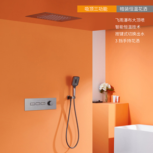 美国正品全铜热熔暗装入墙淋浴花洒套装卫生间枪灰置物喷头