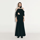 AtelierMissLu 暗流涌动 2024秋冬不规则垂褶设计露肩吊带上衣