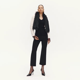 AtelierMissLu 2025秋冬仿皮草拼接绵羊毛短外套 维也纳幕帘