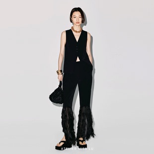 2026春夏多层流苏拼接开衩喇叭长裤 AtelierMissLu 夜莺舞步