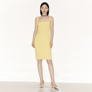 连衣裙 AtelierMissLu蝴蝶结吊带方领气质约会修身 热销