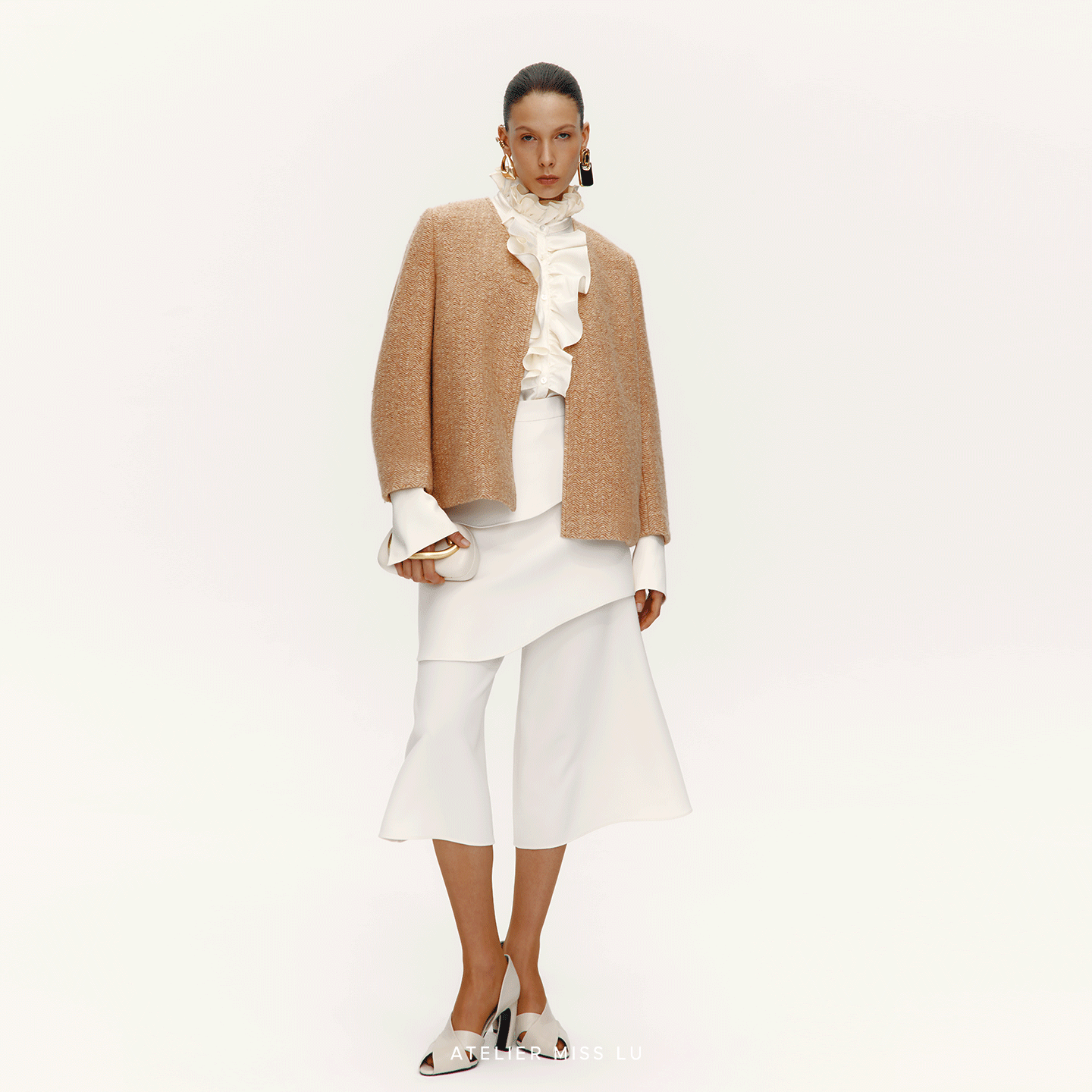 AtelierMissLu【巴黎余晖】2025秋冬弯月袖绵羊毛混纺针织外套