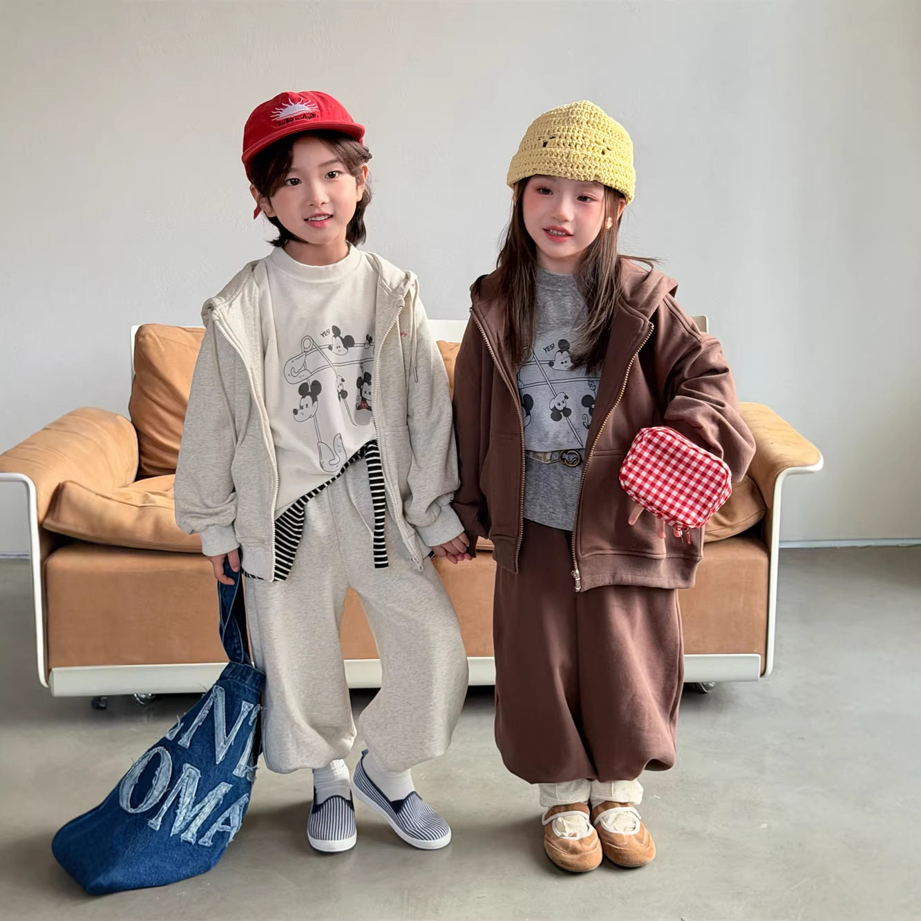 秋季纯棉男女童连帽卫衣两件套