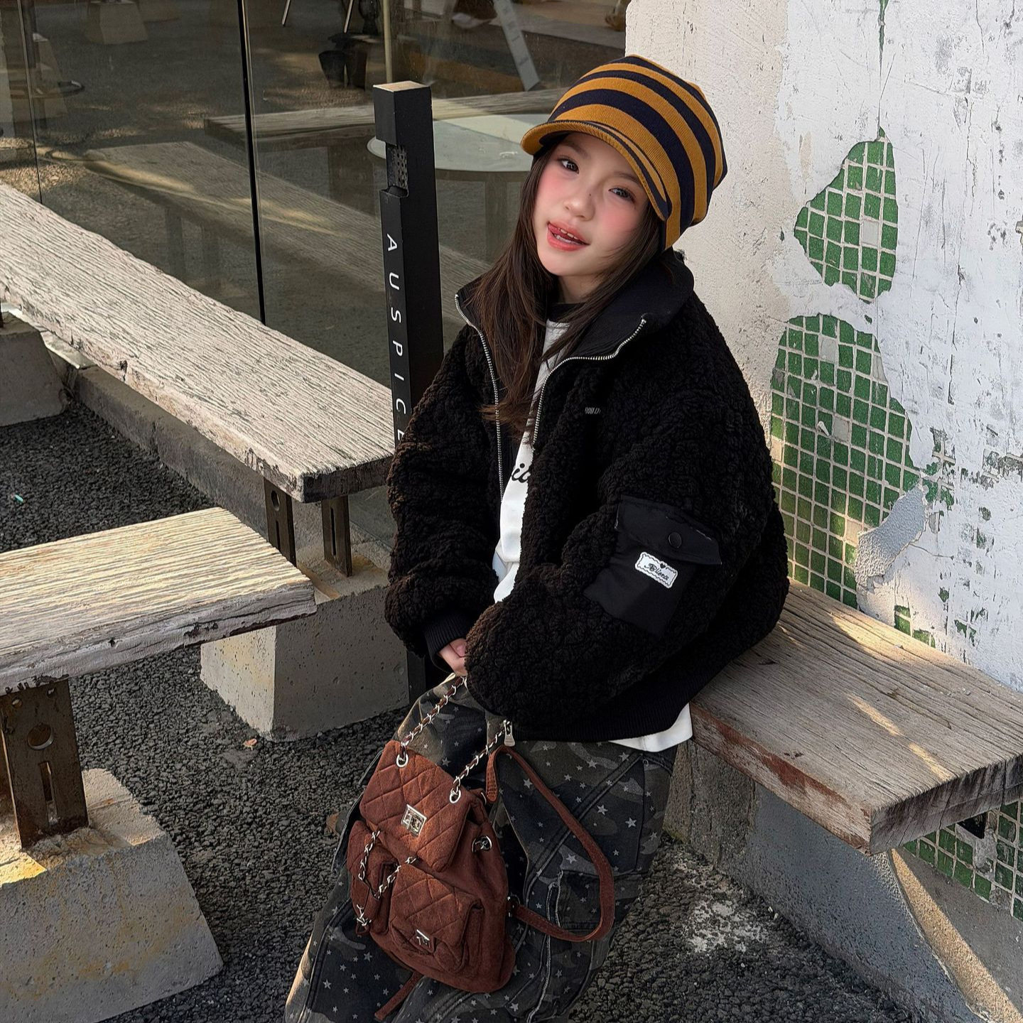 秋冬新款女童加厚立领毛绒棉衣