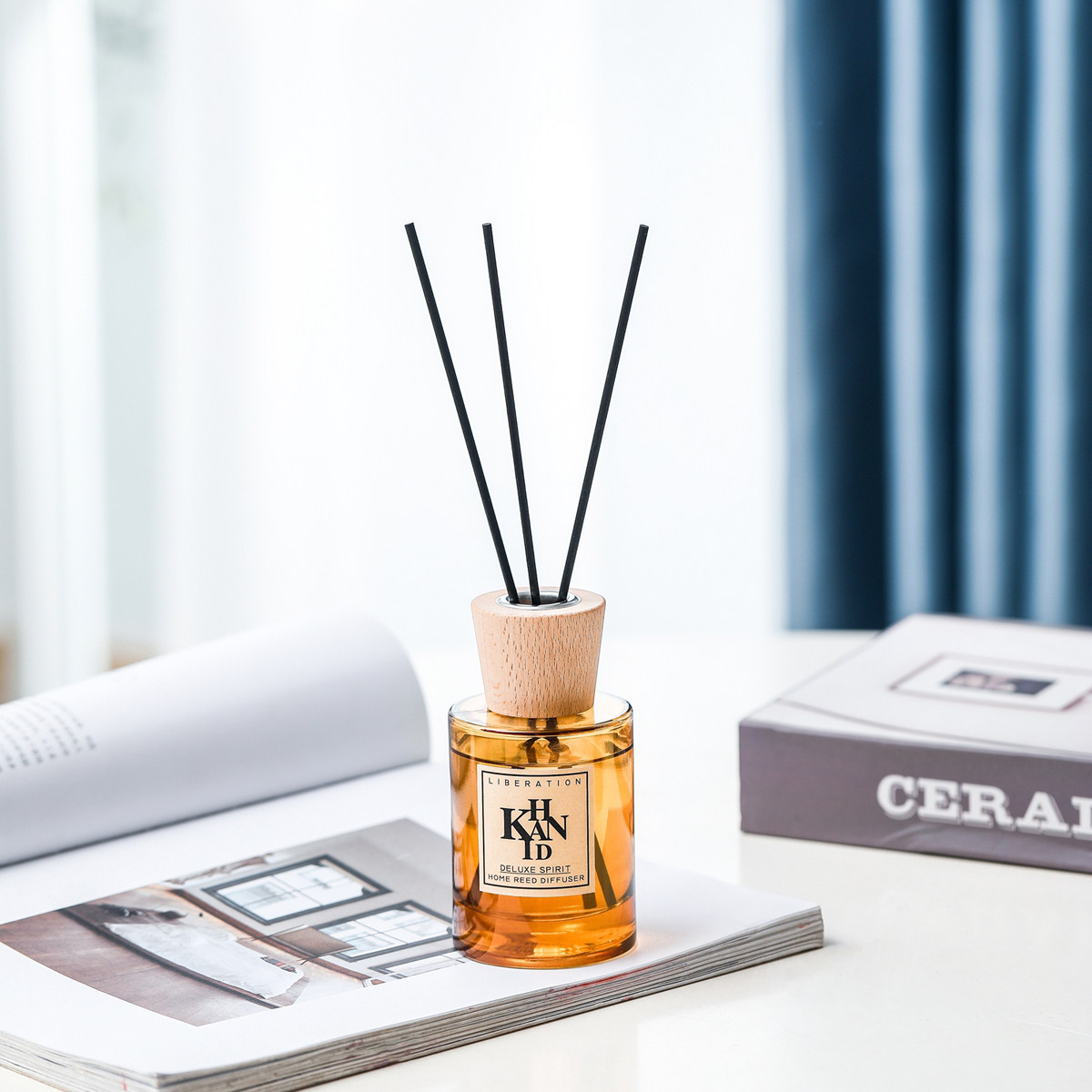 KHANID房间香水室内香薰摆件藤条衣柜香熏扩香精油空气清新蓝风铃