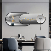 画创意九鱼图艺术时钟 饰画 轻奢钟表挂钟客厅家用2025新款 饭厅装