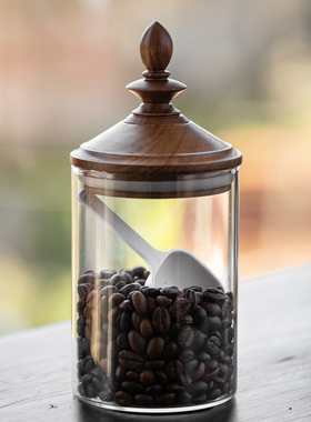美式复古咖啡粉密封罐食品级玻璃咖啡豆专用密封罐高颜值玻璃罐子