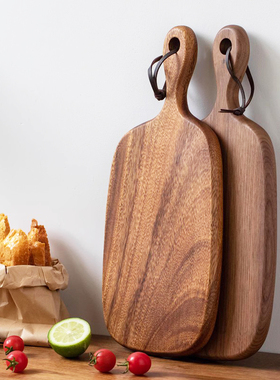 日式实木菜板家用双面抗菌切菜板牛排案板厨房黑胡桃木熟食砧板