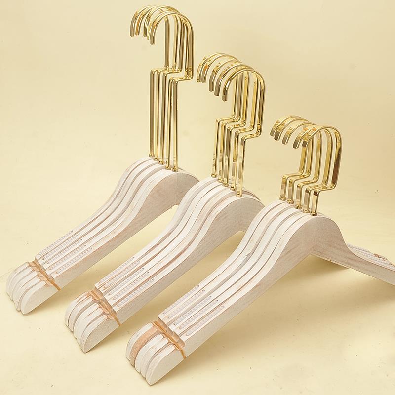 LOGO定制水洗白做旧白色实木衣架童装男装女装服装店防滑家用韩版