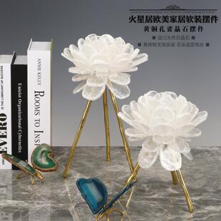 简约轻奢天然水晶花云团摆件蜡烛台样板间厨房餐桌桌面家居装饰