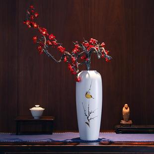 长枝造型傲骨腊梅单枝桃花绢花干花卧室客厅落地插花花瓶花艺装饰