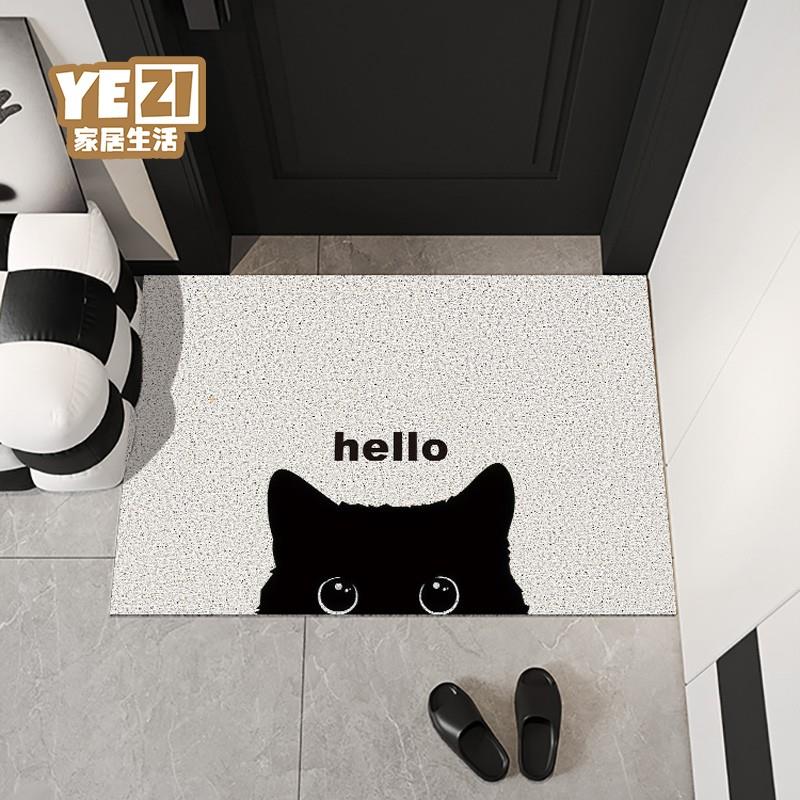 猫咪入户门地垫丝圈进门防滑门垫玄关家用耐脏脚垫卡通可裁剪地毯