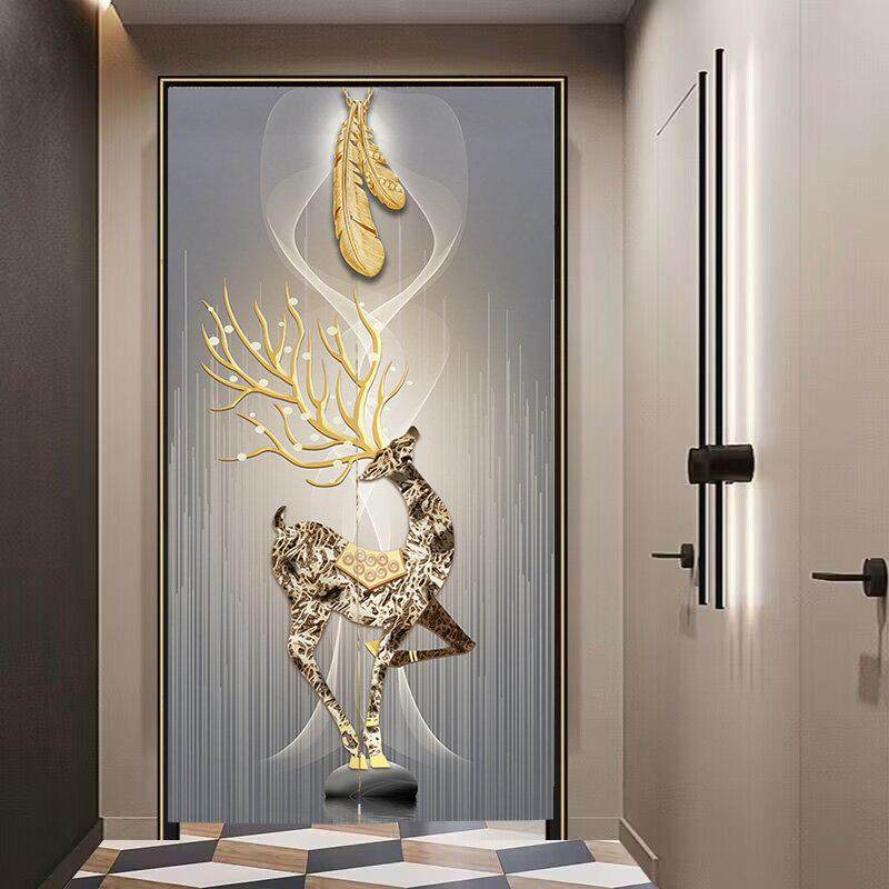 中式轻奢麋鹿门帘玄关厕所遮挡帘卫生间隔断帘家用卧室免打孔布帘,居家布艺,门帘,淘宝优惠券,粉丝福利购,淘宝优惠卷