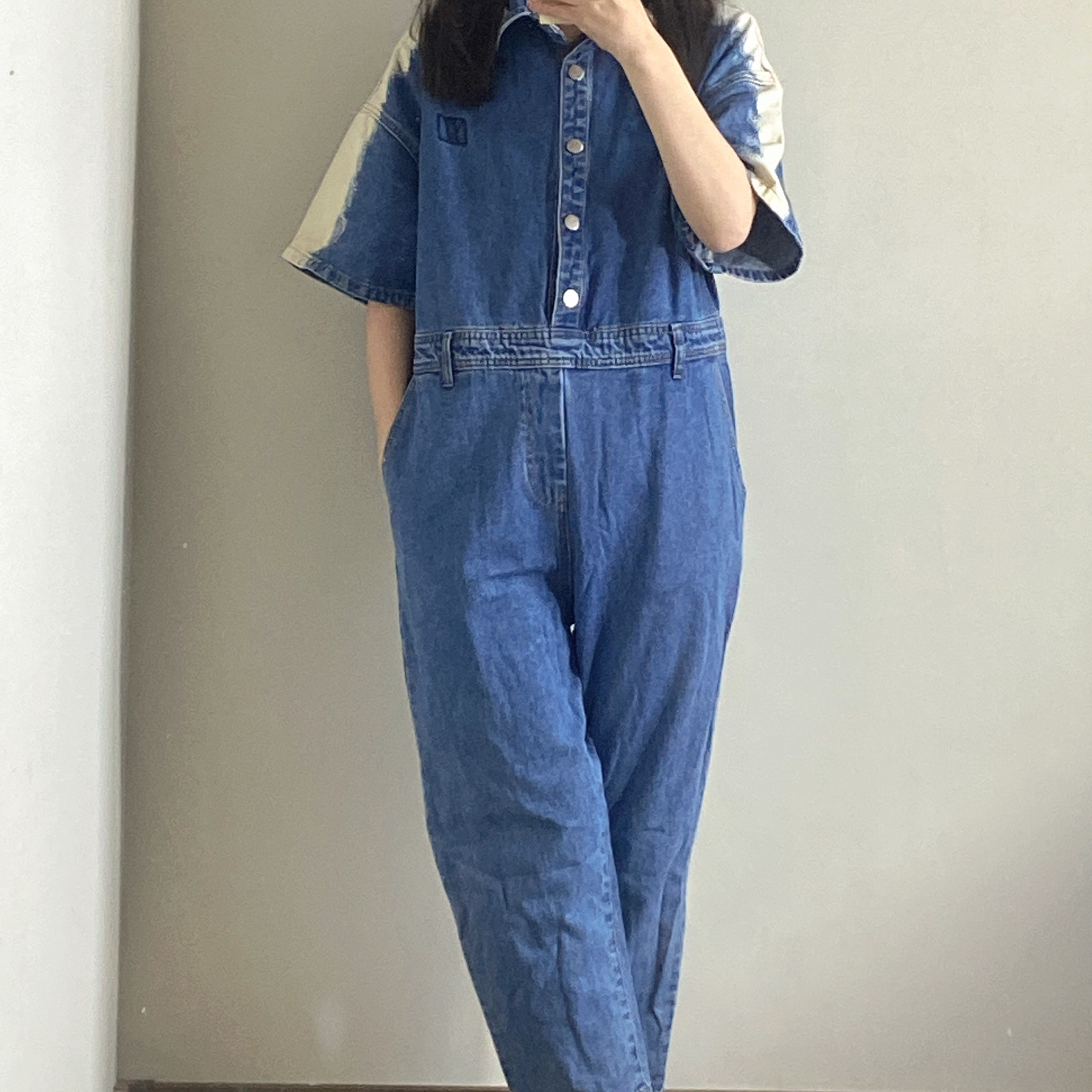 夏季女装气质显瘦连衣裙设计感休闲范时尚韩式长袖牛仔连体裤