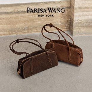Parisa Wang25秋冬畅销麂皮腊肠包法棍包大容量休闲通勤进口羊皮