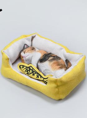 JXK嗜睡猫8.0仿真三花猫咪周边动物模型手办礼物迷你小摆件潮玩偶